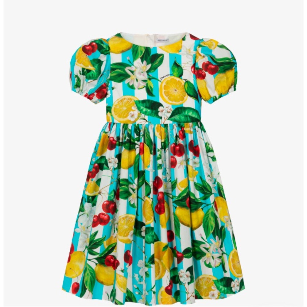 Dolce & Gabbana Kids Dress with Lemon and Cherry Print